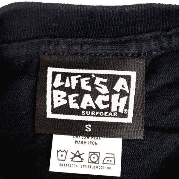 Lifes A Beach Mens Black & Green Cotton Short Sleeve Graphic Tee T shirt Size S - Picture 5 of 8